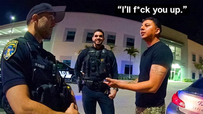 Entitled Tough Guy Tries Fighting Cop, Backfires Instantly